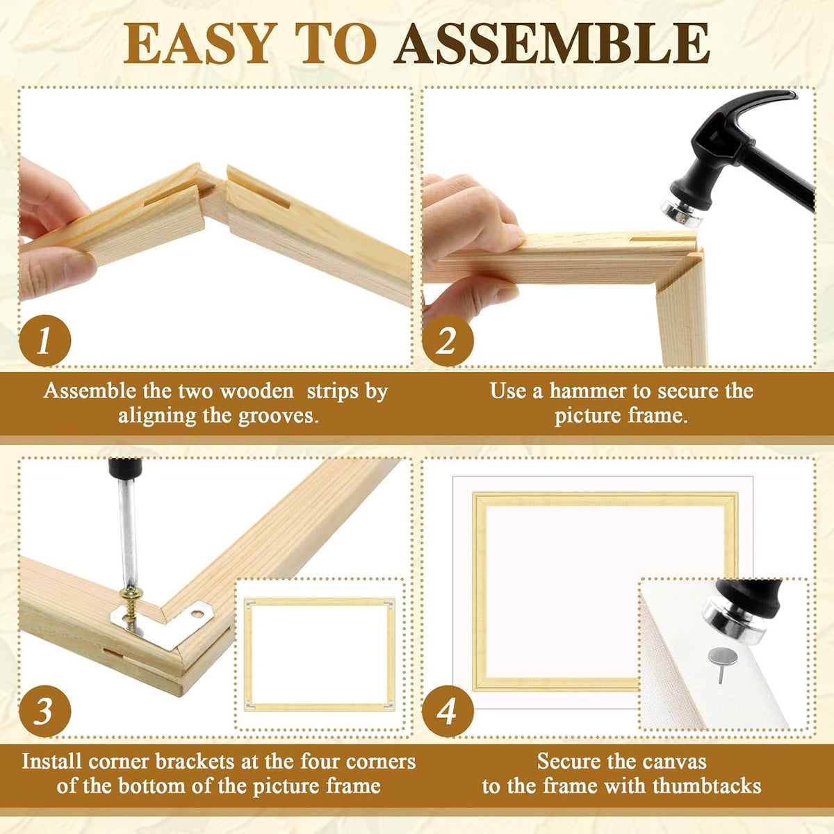 zynery 16"×20" stretcher bars for needlework 3 sets,diy, side view