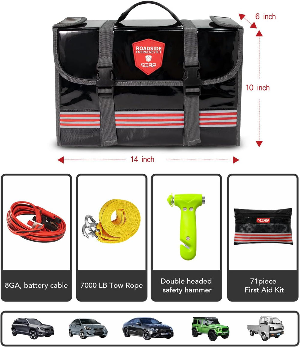 Car Emergency Kit (126 Piece)，Gift for Father Women Friend, Premium Roadside ...