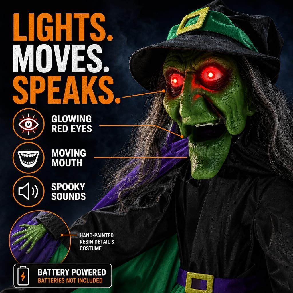 12 Ft Animated Hovering Witch Animatronics