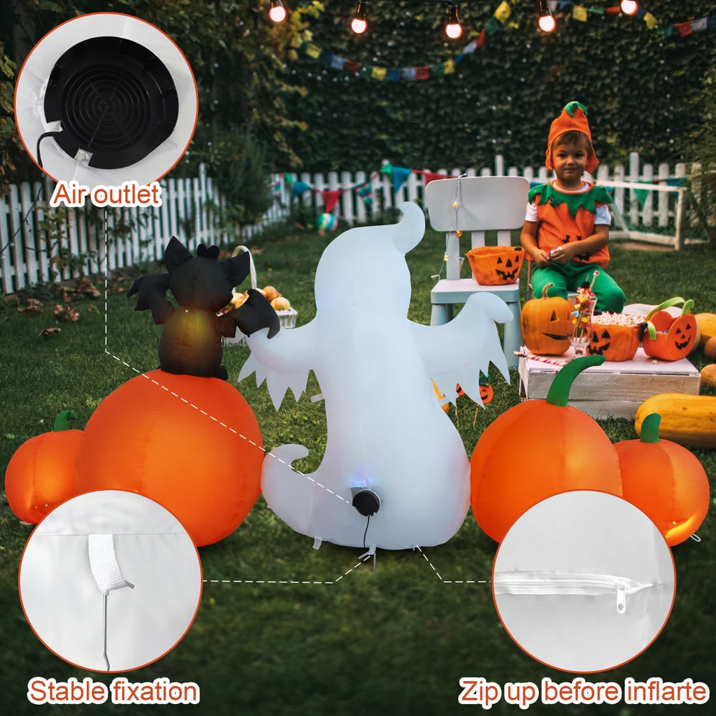 hzgdejtg 8ft bat pumpkin row stand halloween inflatable on a desk or shelf