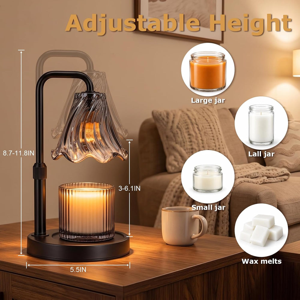 Candle Warmer Lamp with Timer Dimmer, Height Adjustable with 2 Bulbs