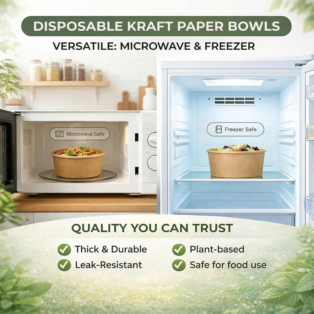 TOPtoper 80 Pcs 30 Oz【WITHOUT LIDS】 Large Paper Bowls Disposable Soup Bowls B...