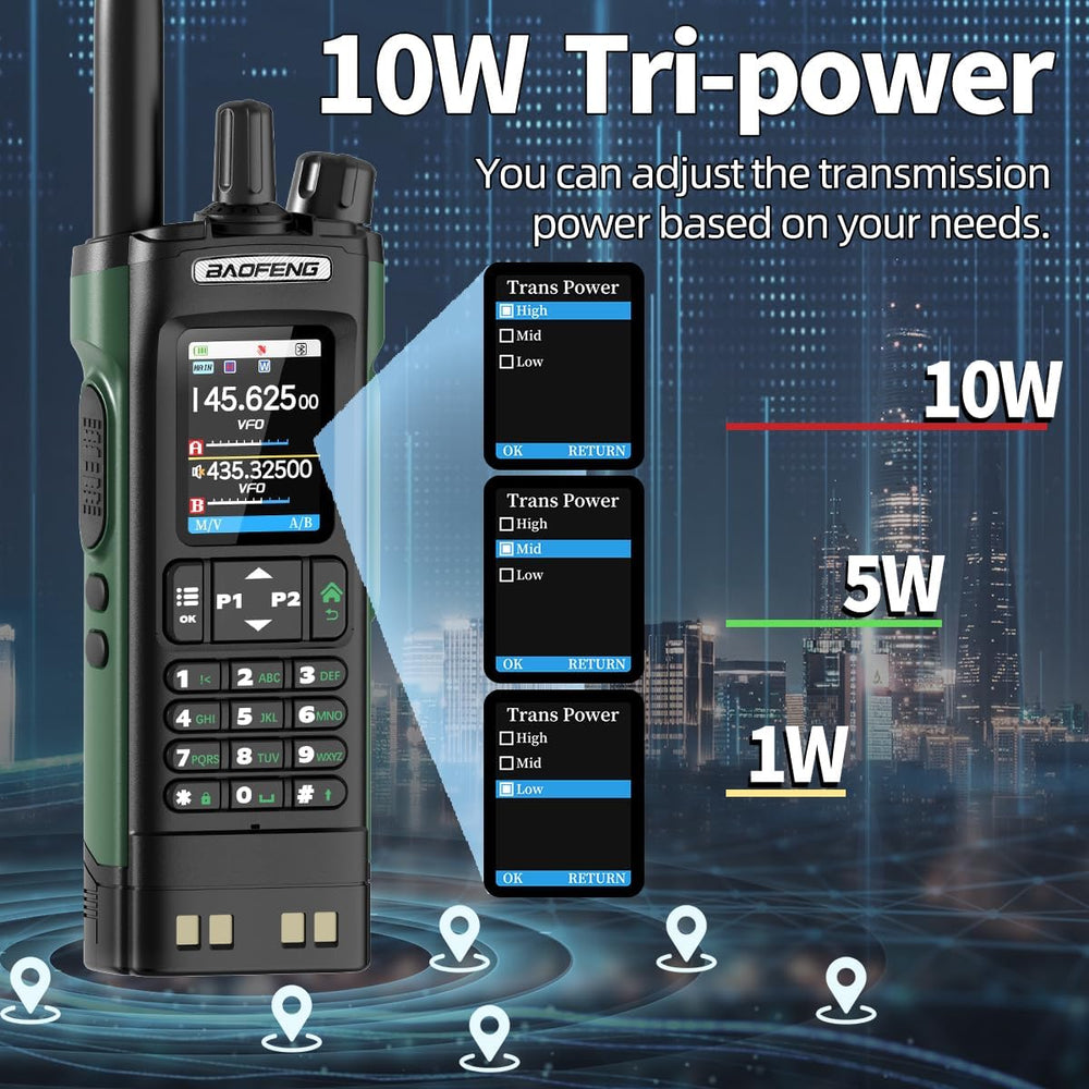BAOFENG UV-32 Radio Ham Radio Handheld 10W Long Range Rechargeable NOAA Weath...