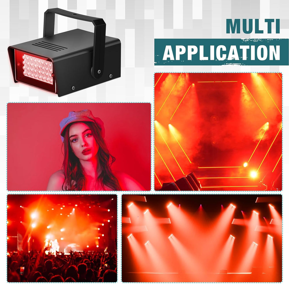 Treela 4 Pack Strobe Party Light Small Bright LED Outdoor, Red, 32 LED