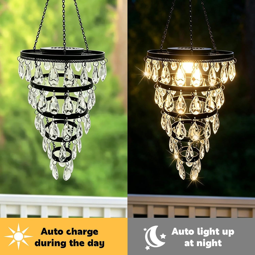 SUNNYPARK Hanging Solar Chandelier Light Outdoor Waterproof
