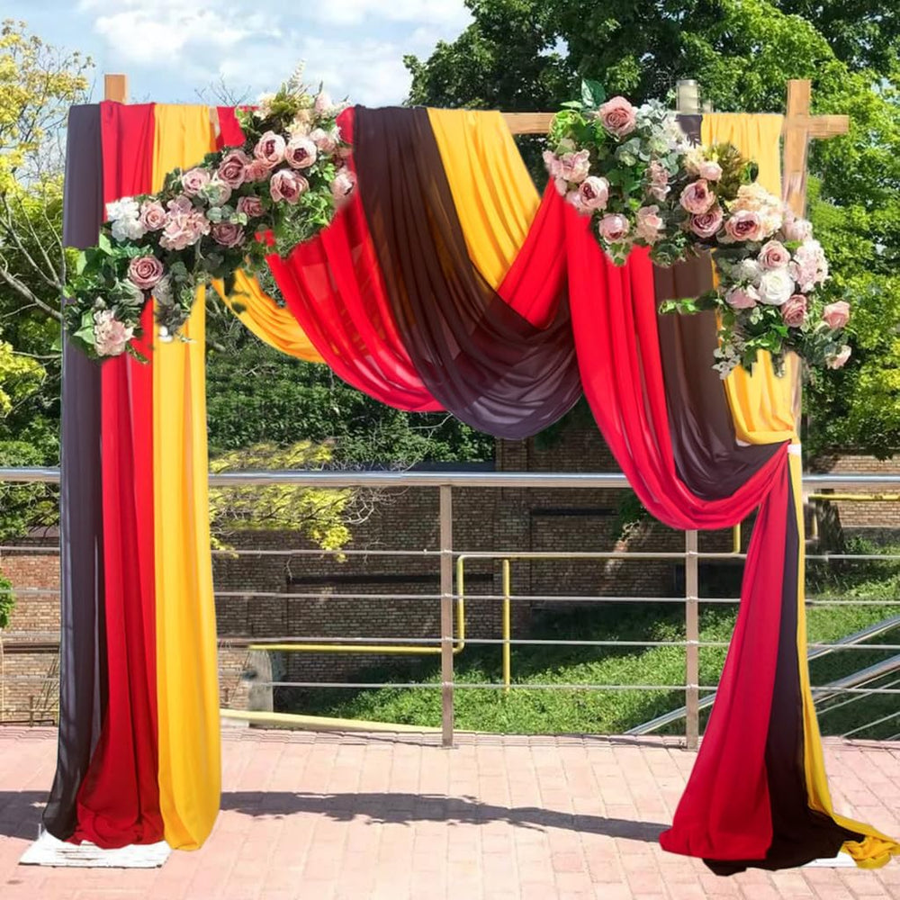 Wedding Arch Draping Fabric 20Ft 3 Panels Black&Red-Gold Wedding Ceiling ...