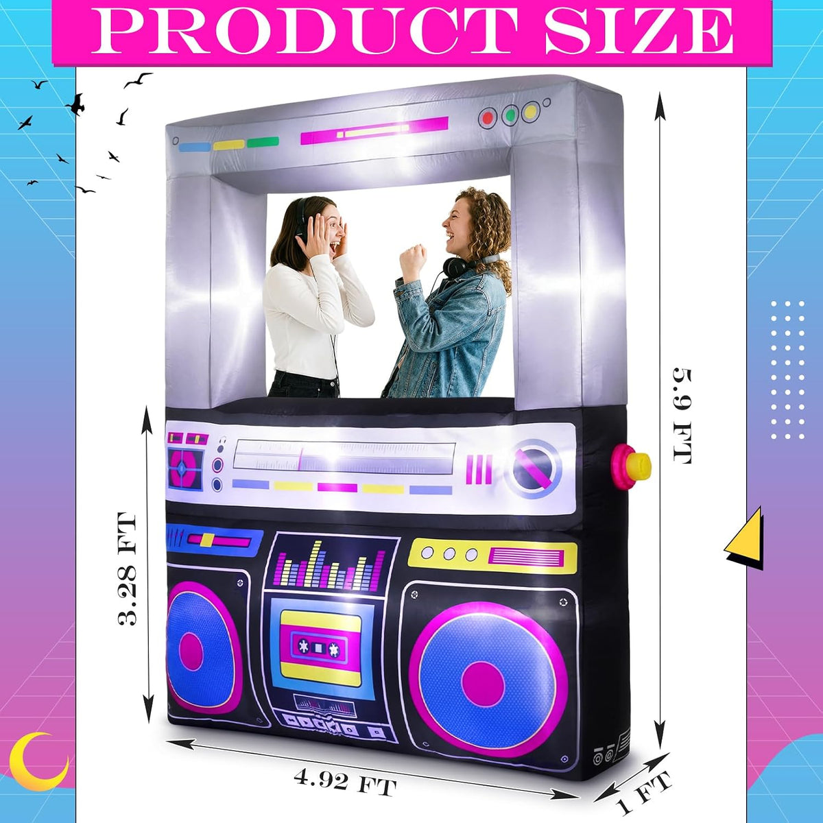 soulchen 6x5 ft inflatable radio boombox led lights shown in use
