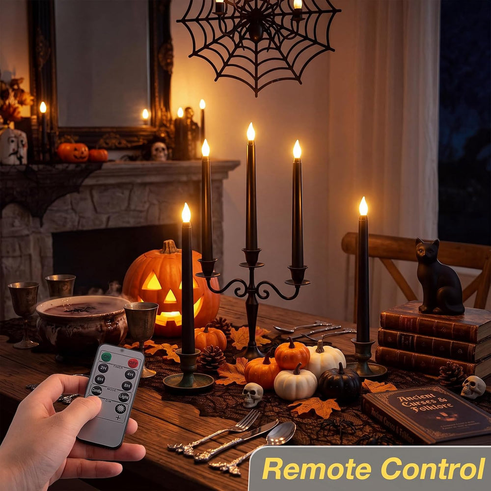 Flameless Flicker Taper Candles Bulk with Remote and Timer, Battery Operated ...