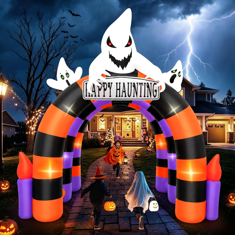 Kalolary 10FT Halloween Inflatable Arch Ghost Inflatable Tunnel with Candle