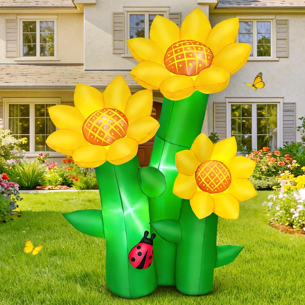 kooy 6ft fall inflatable sunflowers outdoor decoration, inflatable showing dimensions
