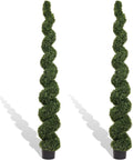 THE BLOOM TIMES 7ft Large Spiral Topiary Trees Artificial Outdoor Set of 2