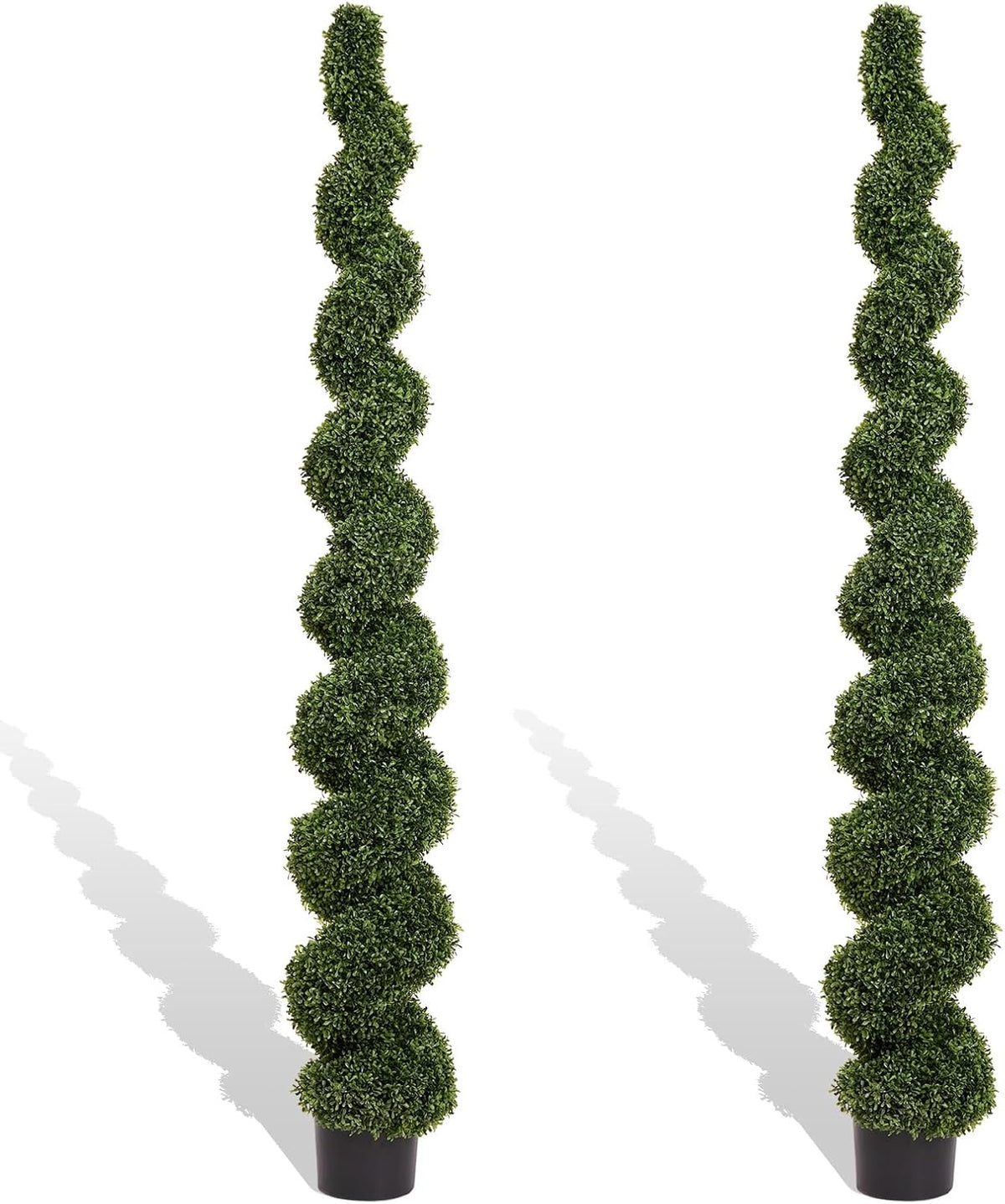 THE BLOOM TIMES 7ft Large Spiral Topiary Trees Artificial Outdoor Set of 2