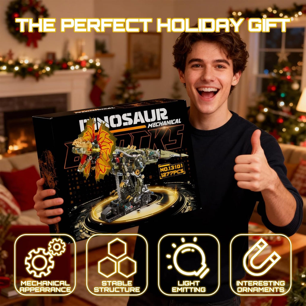 HJPLPXH Mechanical Dilophosaurus Building Blocks Set with LED Eyes
