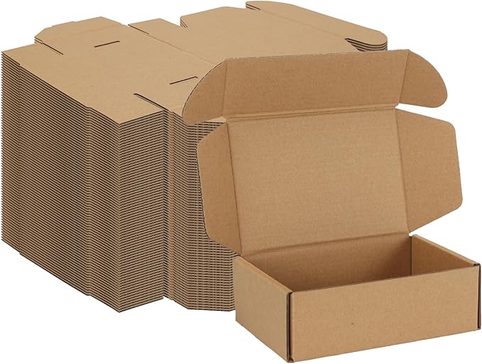 MEBRUDY 6x4x2 Inches Shipping Boxes Pack of 75, Small Corrugated Cardboard Box for Mailing Mailer Packing, Brown