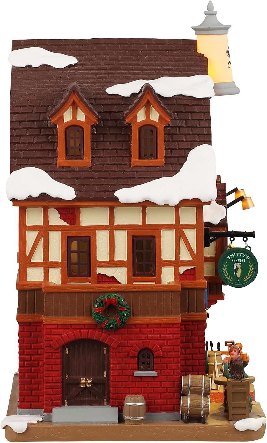 lemax smitty's brewery, battery-operated(4.5v), lighted buildings, #45223 shown in use