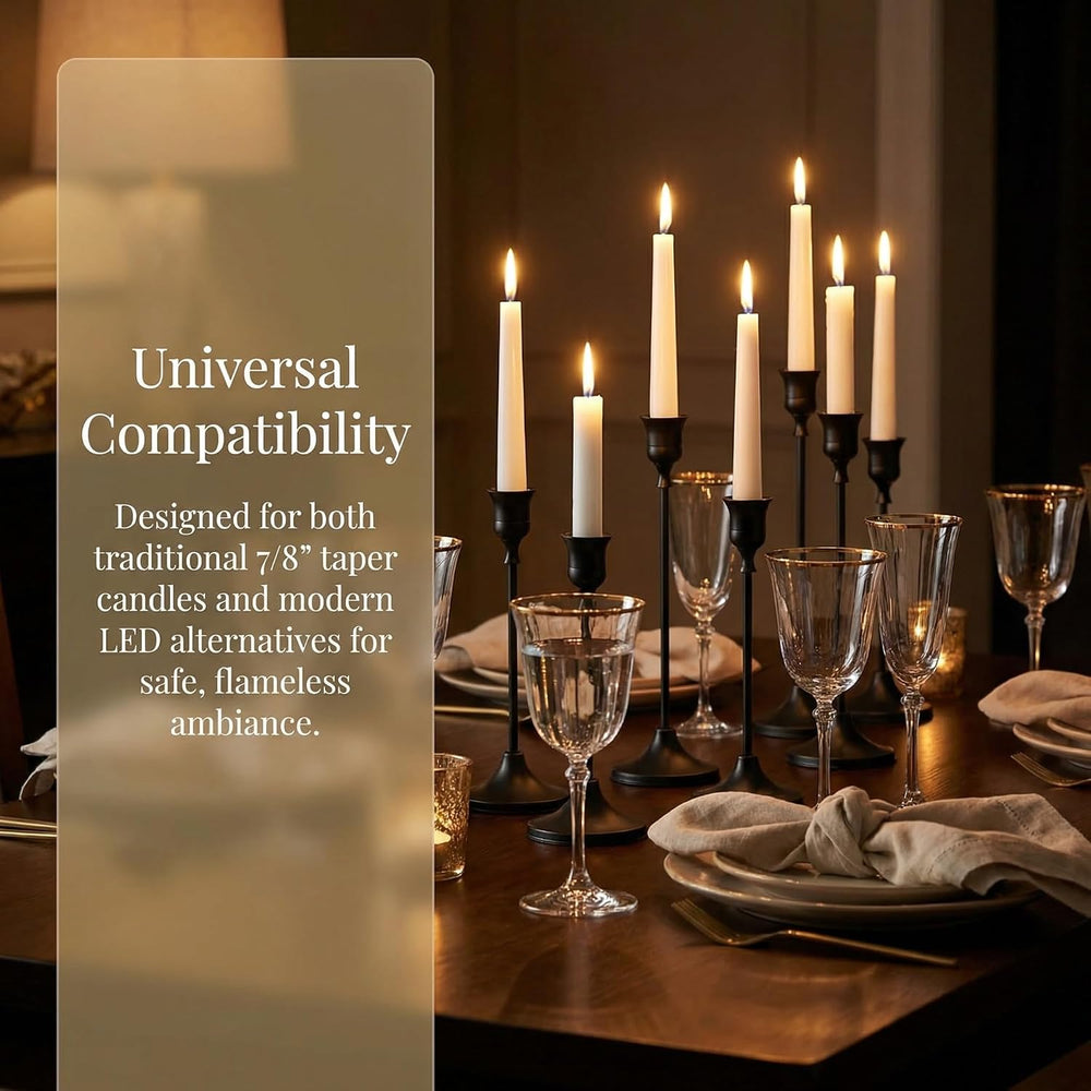 4 Sets(12 Pcs) Black Tapered Candle Holder,Candlestick Tall Metal Candlestick...