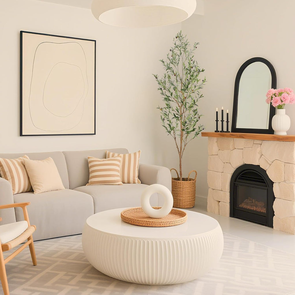 bellacat faux olive tree with natural wood trunk showing dimensions