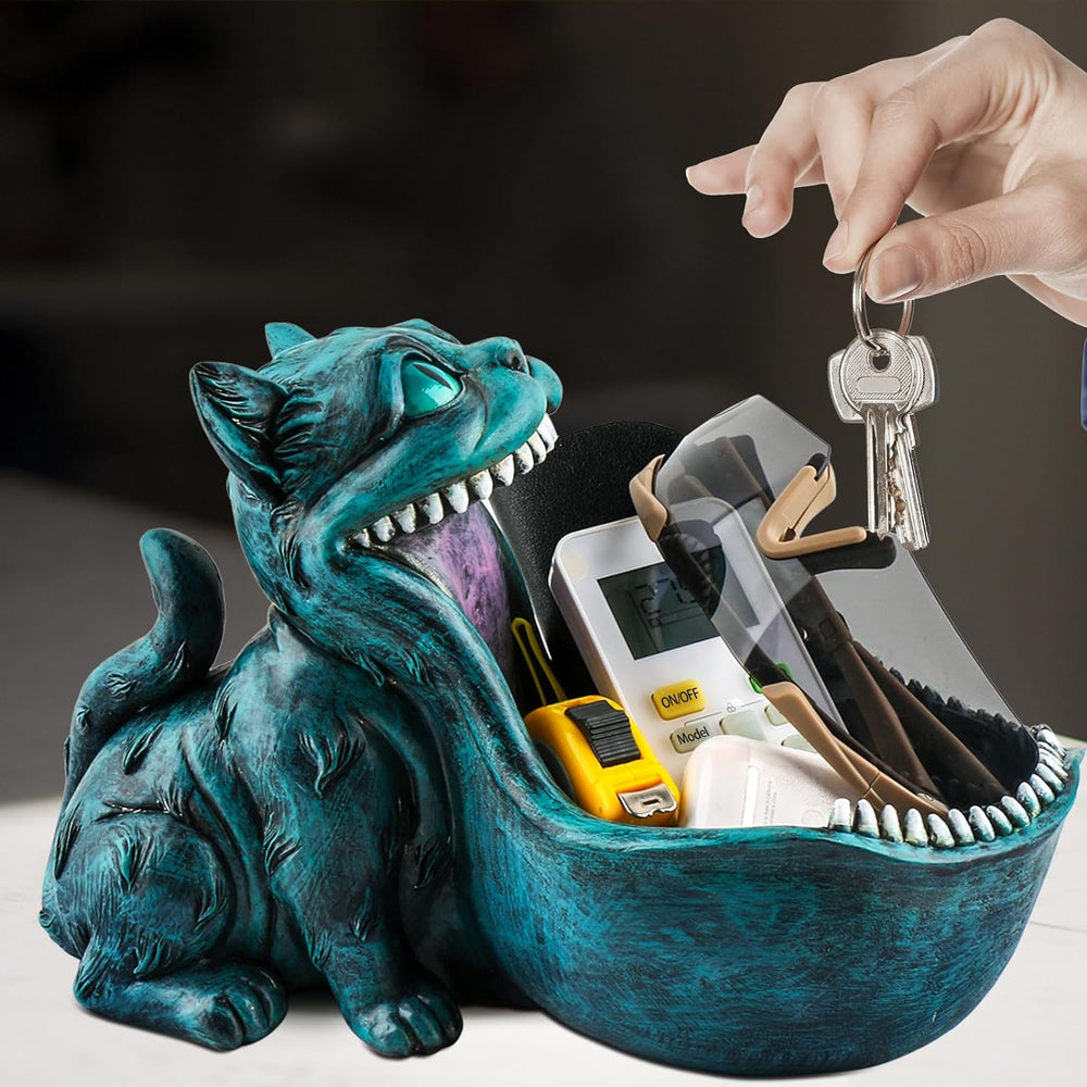 Cat Candy Bowl Cheshire Cat Statue Large Candy Dish for Office Desk Key Bowl ...