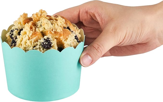 Panificio 10 Ounce Cupcake Wrappers, 200 Scalloped Baking Cups - Oven-Ready, Greaseproof, Turquoise Paper Cupcake Liners, Disposable, For Birthdays, Baby Showers, Or Weddings - Restaurantware (200 Pack)