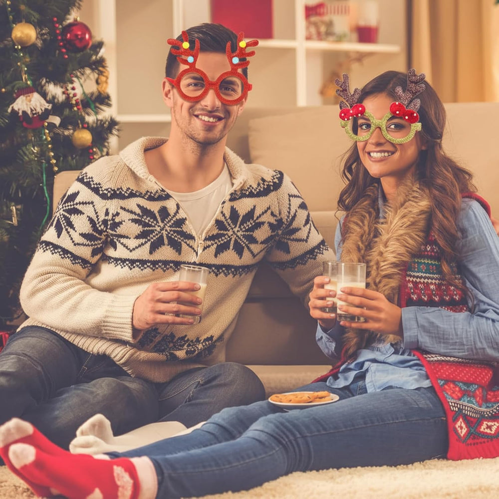 Jerify 80 Pcs Christmas Glasses Frames and Headbands Set, Christmas Glitter G...