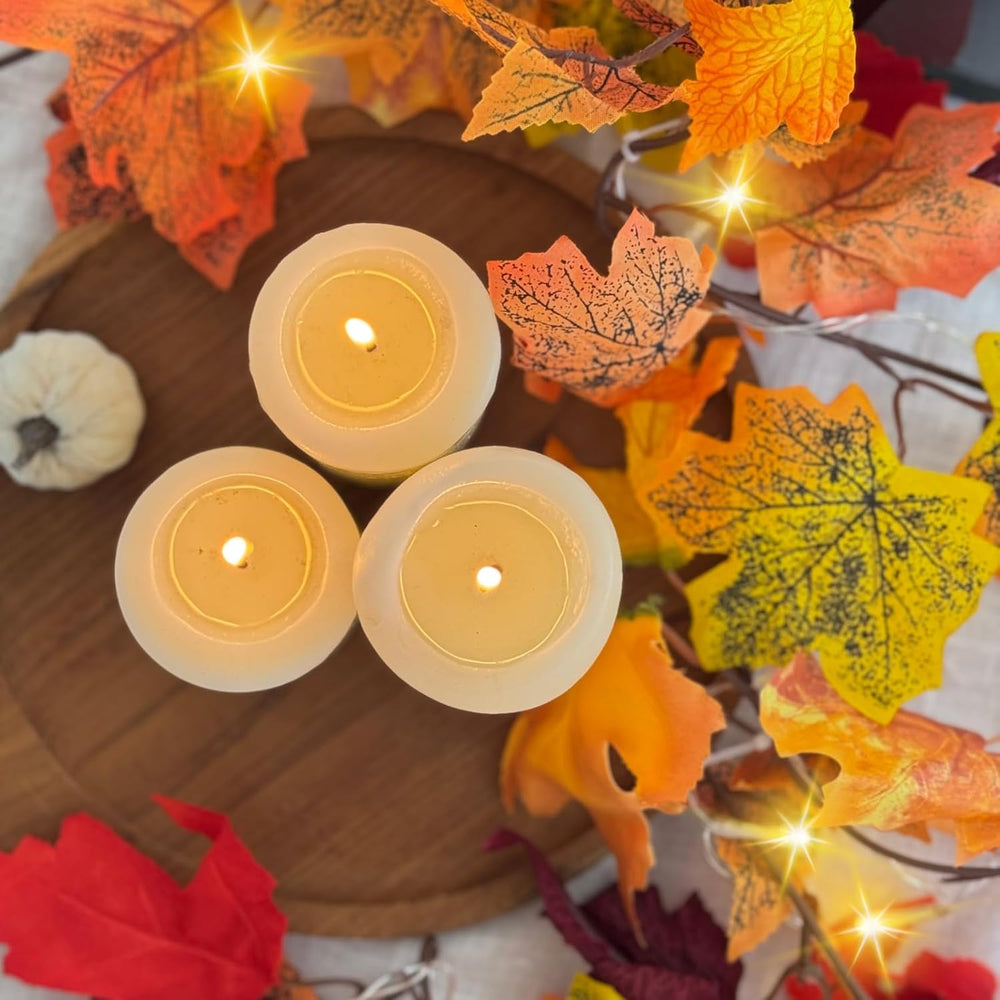 7 Pack Fall Leaf Garland with Lights, Fall Vines Autumn Garland LED Lights Ar...