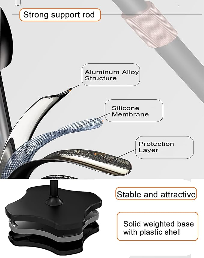 Mic Stand Floor with Boom Arm Microphone Stand with Heavy Weighted Base, Adjustable Height 25" to 69", Music Stand with Mic Holder, Cable Clips for Performance, Podcast, Recording Studio, Karaoke