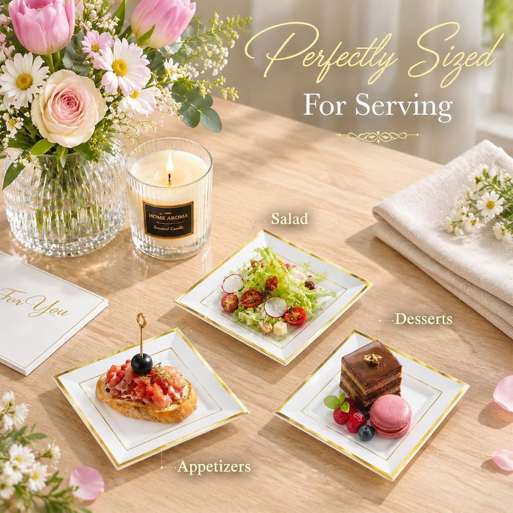 200PCS Gold Dessert Plates with Forks -100Pcs 6Inch Fall Dessert Plates &...