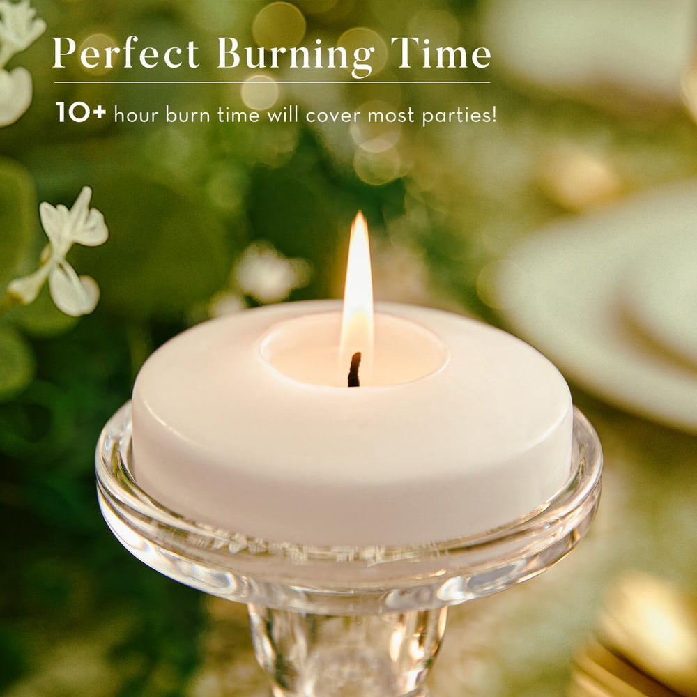 48 Pack White Floating Candles Set, 10 Hours Burns