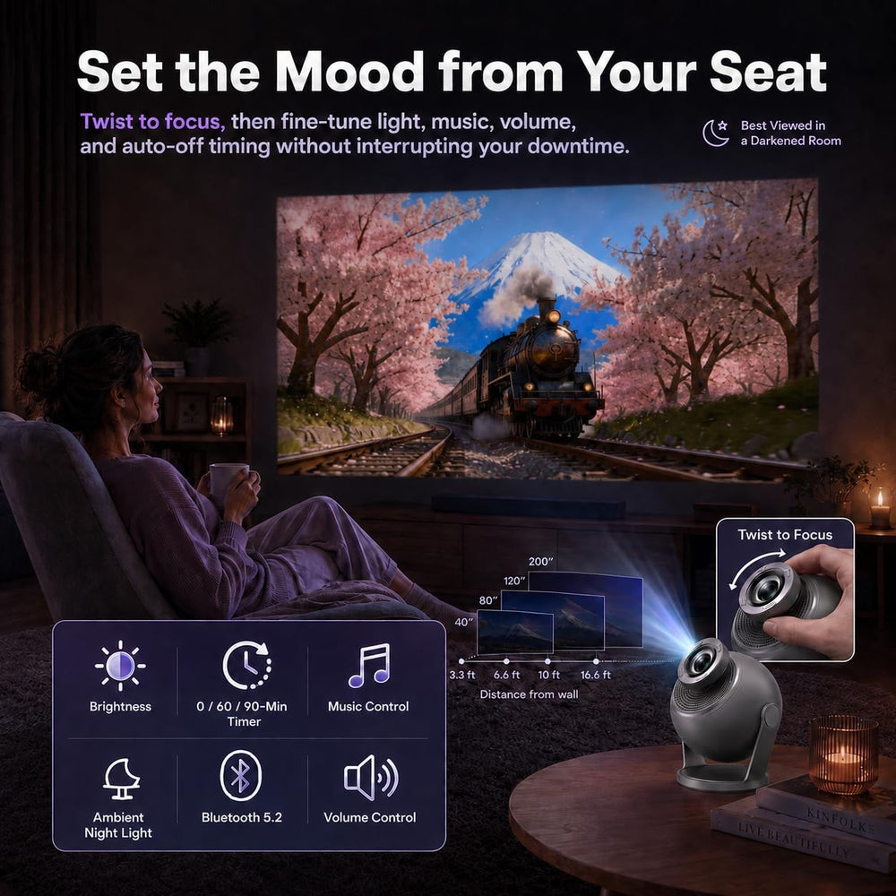 Gray Galaxy Projector for Bedroom, 60 Scenes, 12 Themes
