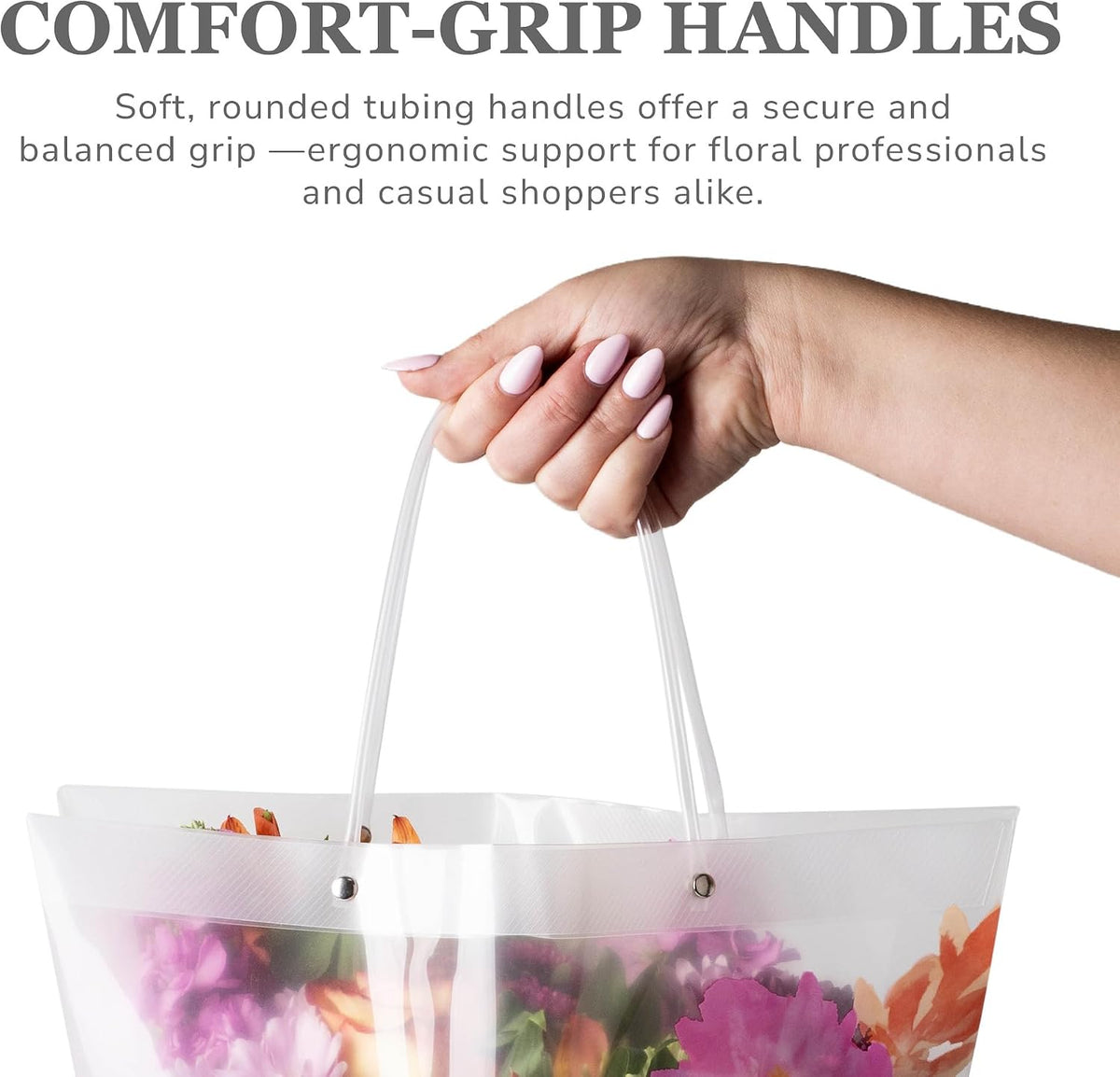 14 reusable floral vase bag for bouquets, side view