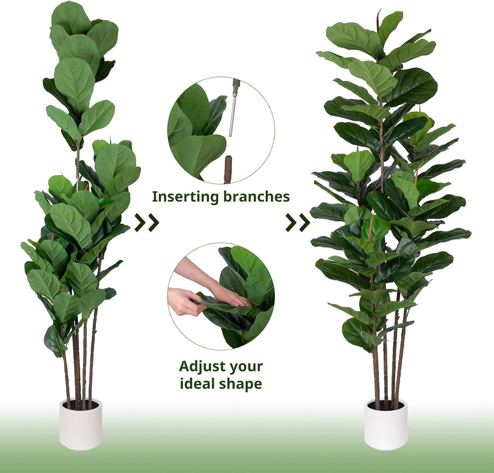 Yepdin Faux Fiddle Leaf Fig Tree 6 FT - Artificial Ficus Tree with Tall Artif...