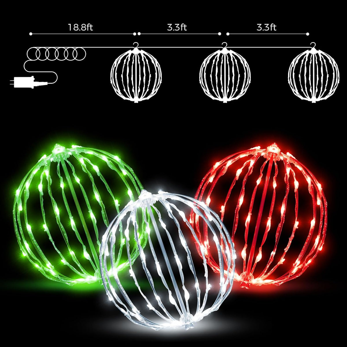 christmas light balls outdoor, foldable hanging holiday decor, package contents