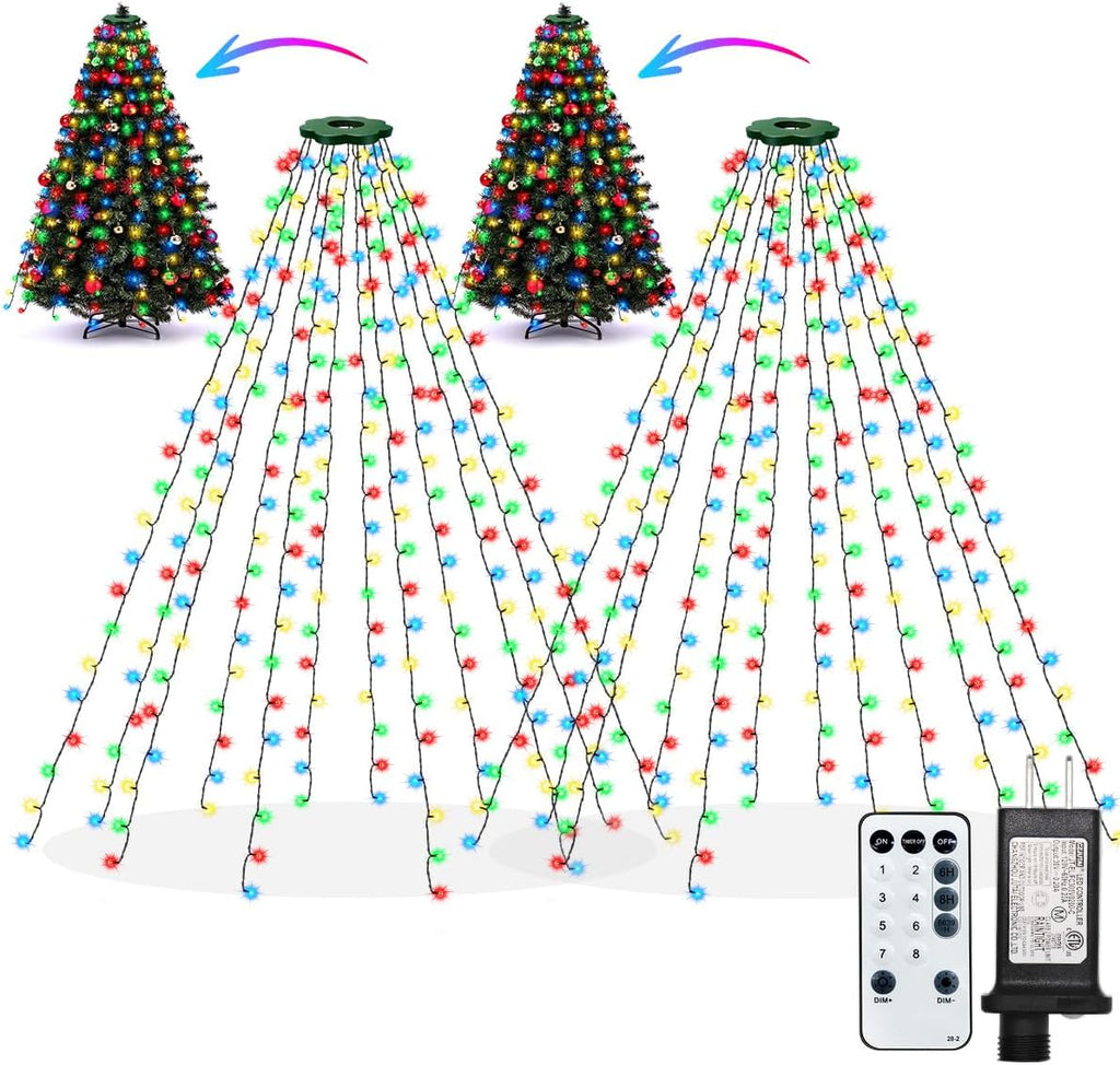 2 Pack Christmas Tree Lights, Tree Topper Lights, 6.6FT 240 LED
