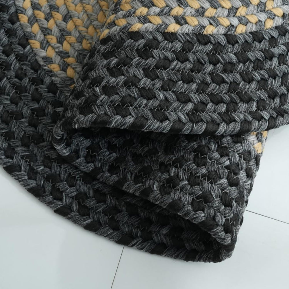 RCTJHOME 2x6 Oval Braided Runner Rug, Brown Black Farmhouse Kitchen Mat