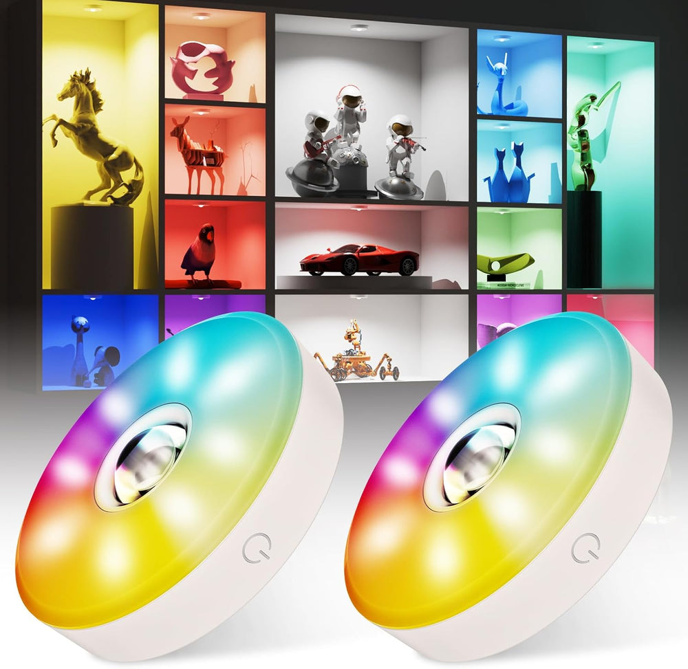 Rechargeable Puck Lights with Remote Control, 12 Color Changing Under Cabinet...