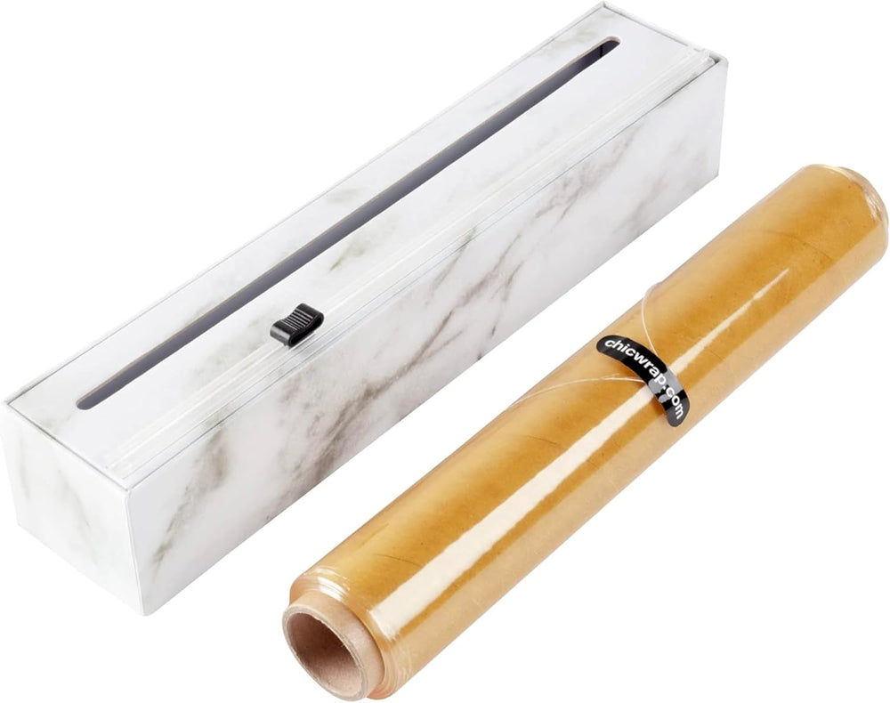 ChicWrap Carrara Marble Plastic Wrap Dispenser - Includes 12"x250' roll