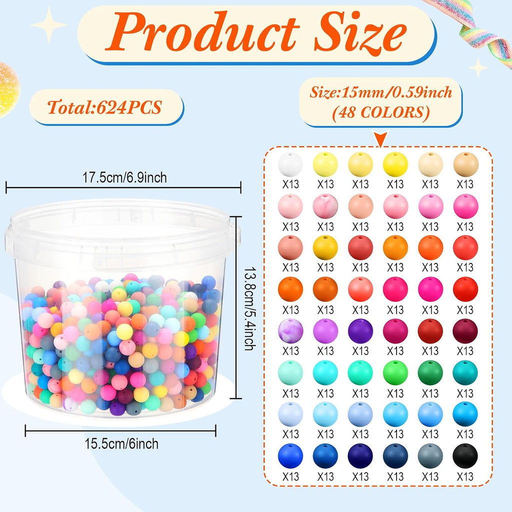 hotop 624 pcs round silicone beads bulk for shown in use