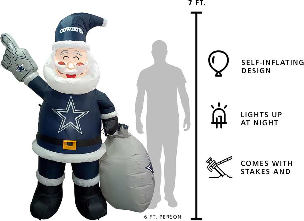 Dallas Cowboys 7' Inflatable Santa