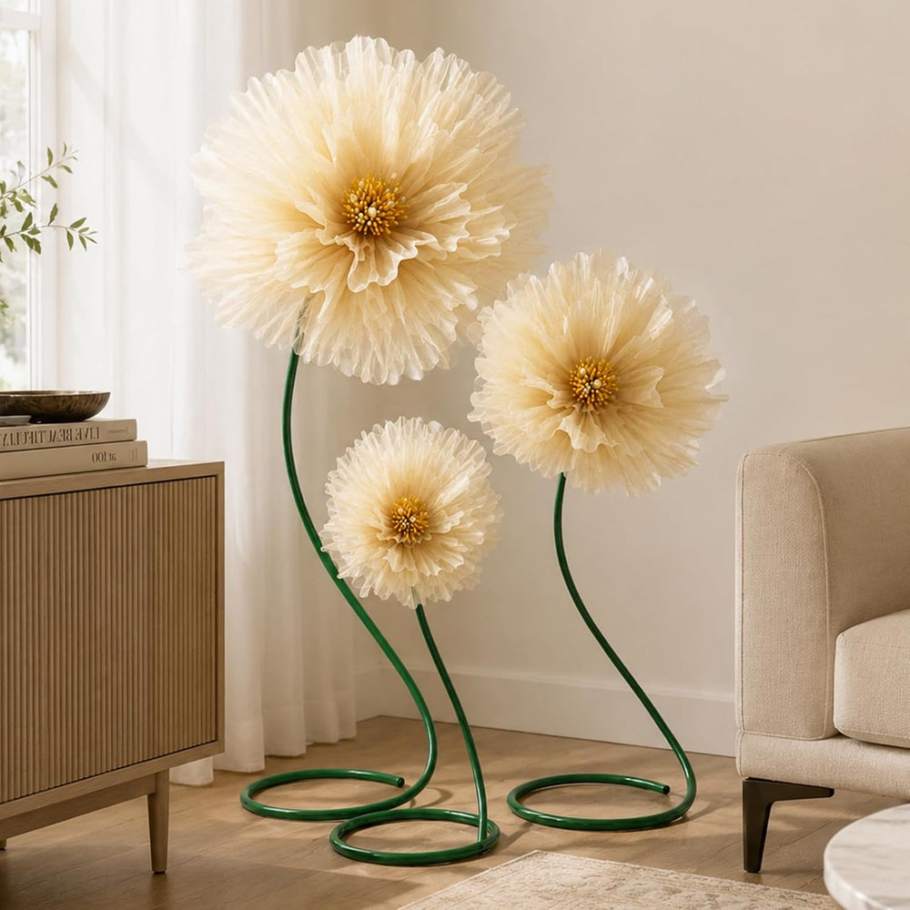 Champagne 6.6Ft Giant Artificial Flowers for Decoration with Stand &Sandbag