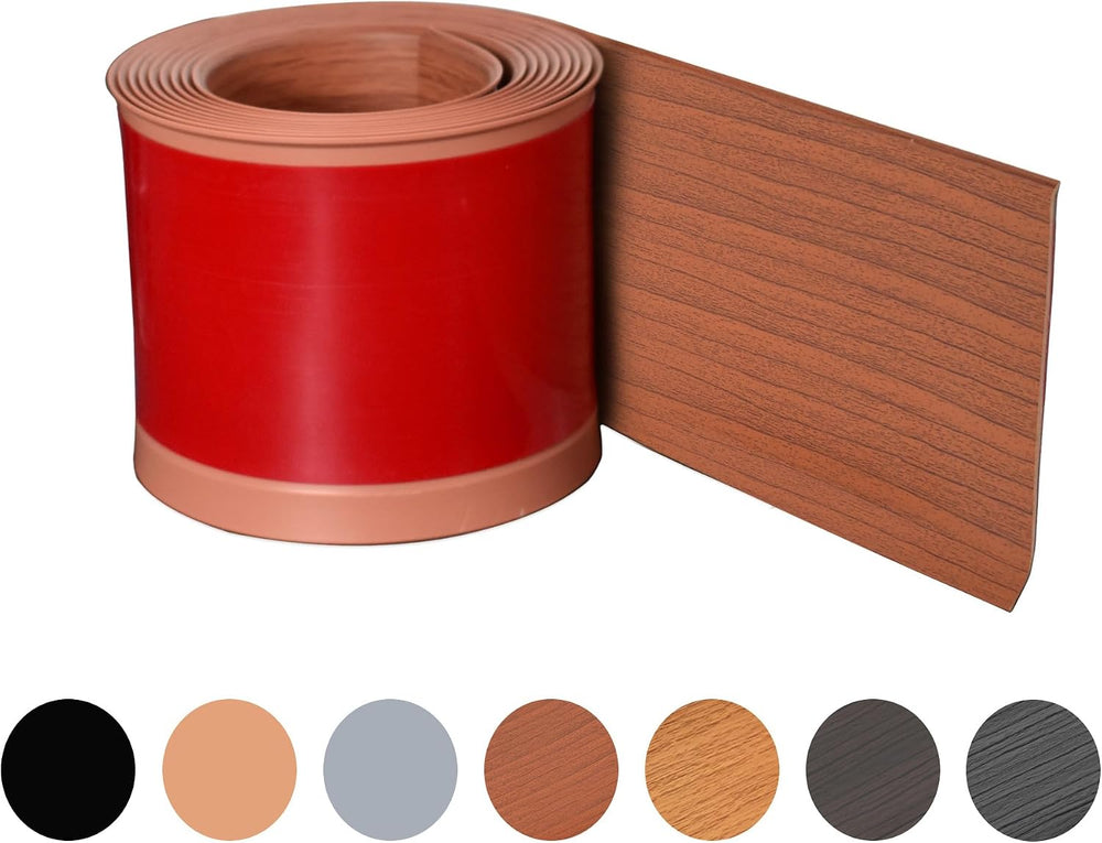 Red Teak Wall Molding Trim 3 Inch x 40 Feet, Bendable Waterproof Wall Base Ba...