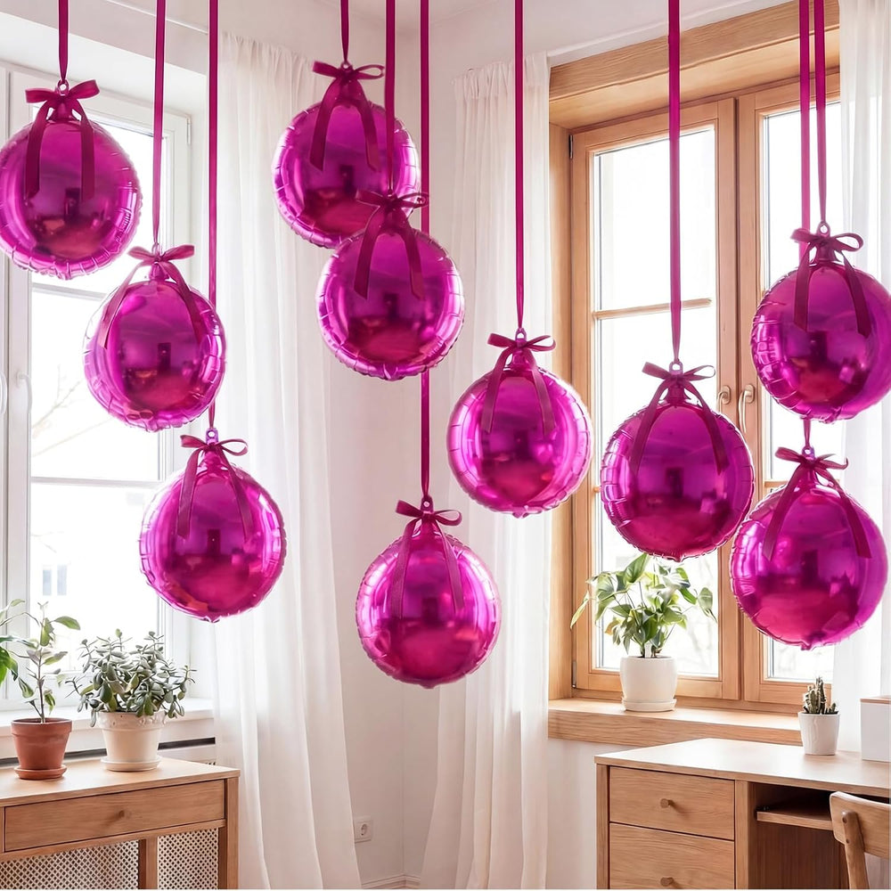 36 Pcs 22" Hot Pink Round Foil Balloons Metallic Pink Balloons