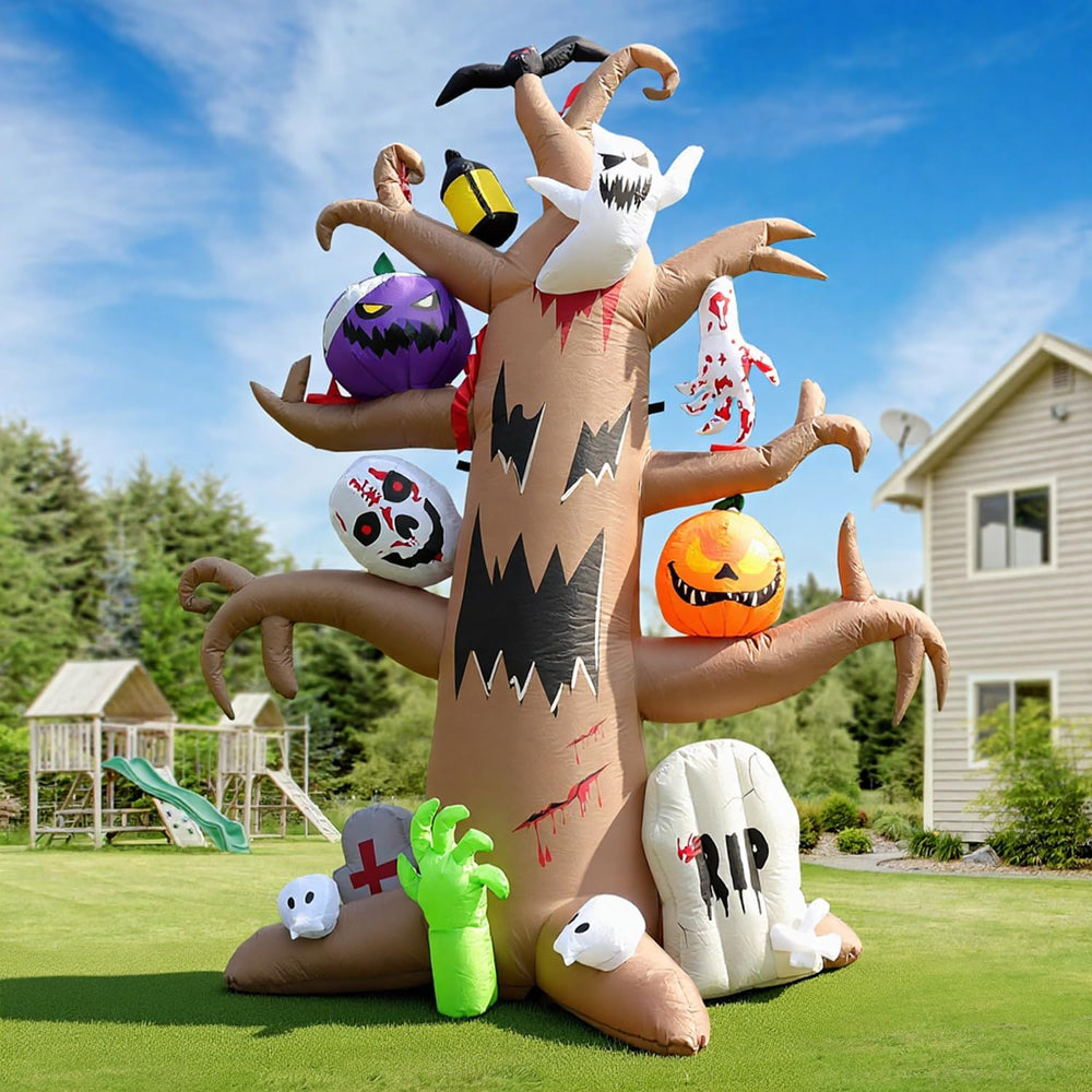 8FT Halloween Inflatable Spooky Tree Decoration, Blow Up Outdoor Decor Hallow...
