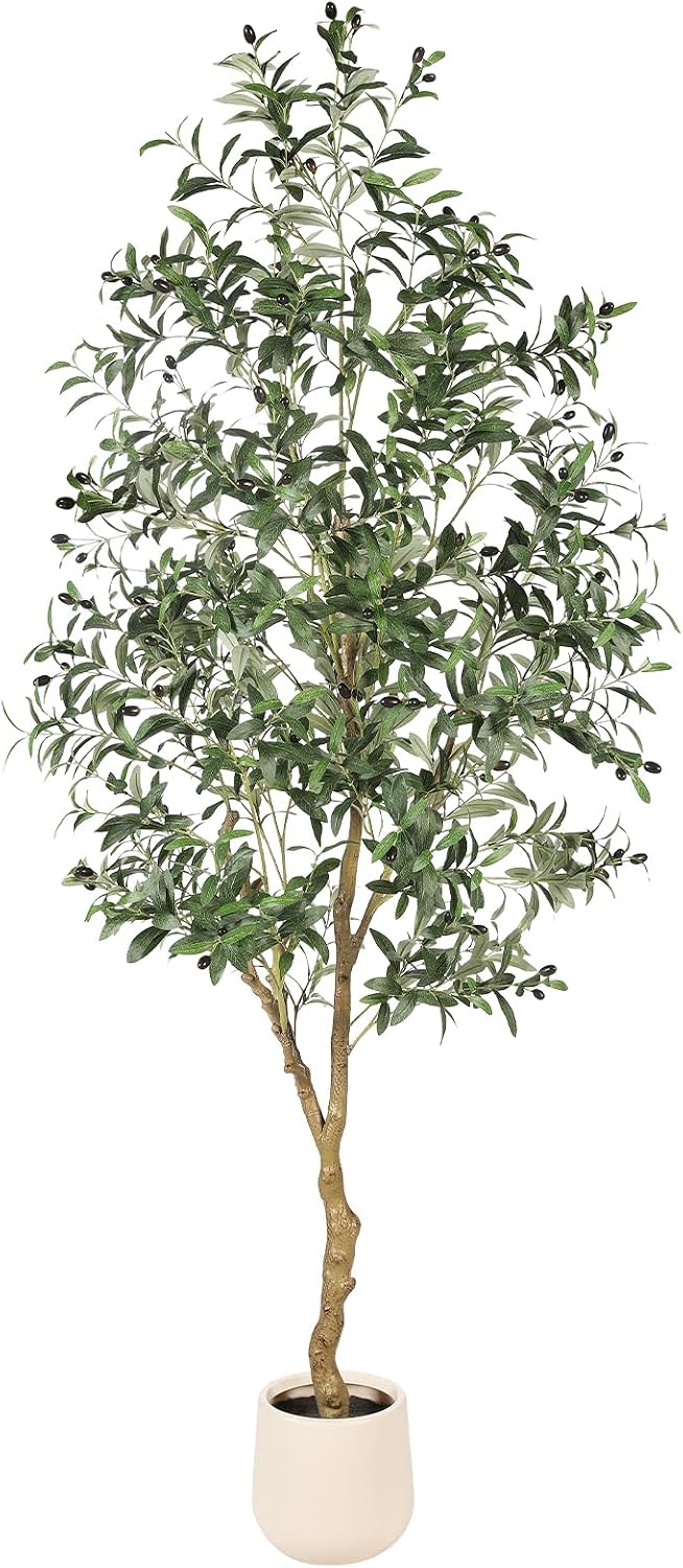 FEELEAD 7ft Olive Trees Artificial Indoor with Planter for Home Decor