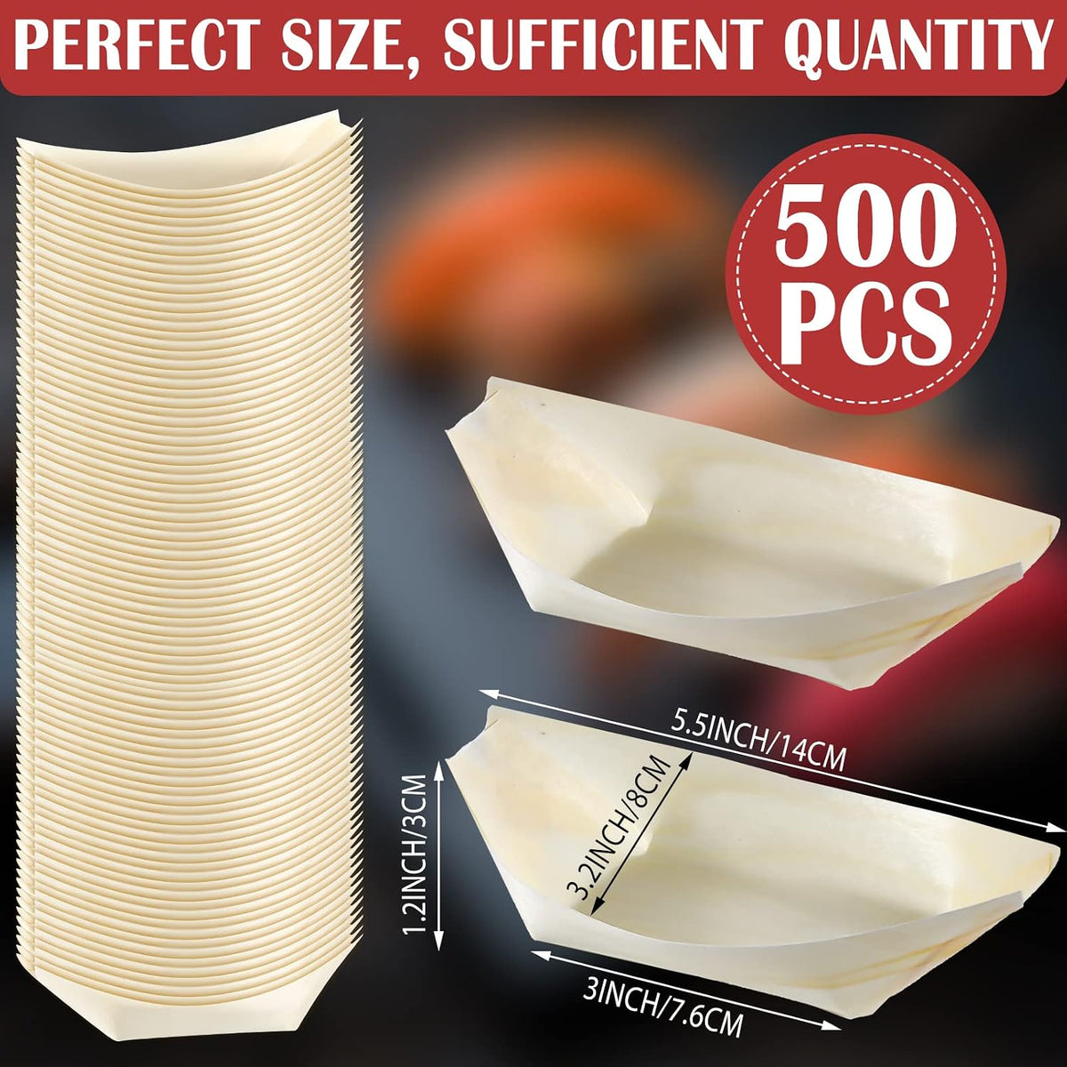 newtay 500 pcs bamboo boat plates for appetizer shown in use