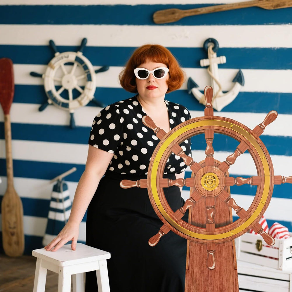 4 Feet Ship Wheel Cardboard Cutout Standup Nautical Party Decoration Large Pi...