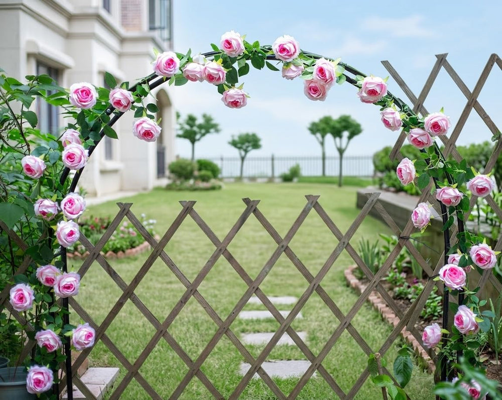 2Pcs 12Ft Bendable Flower Garland Faux Rose Vine for Wedding Decor,Pink