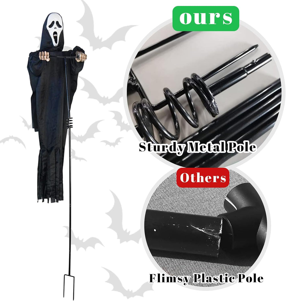 Outdoor Halloween Scarecrow Rotatable Ghost, 7.5Ft Scarecrow Screaming Ghost,...