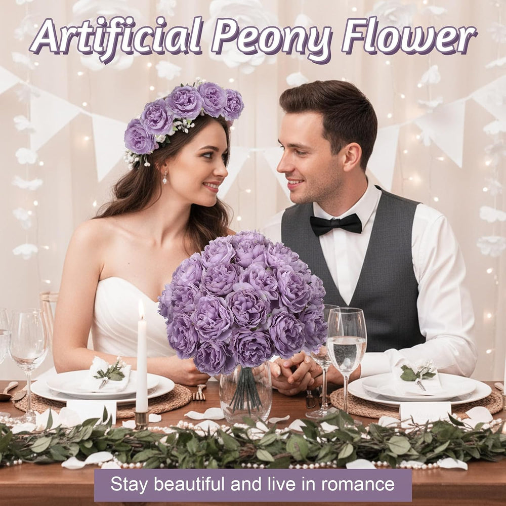 100 Pcs Long Stem Artificial Fake Roses Flowers, Purple