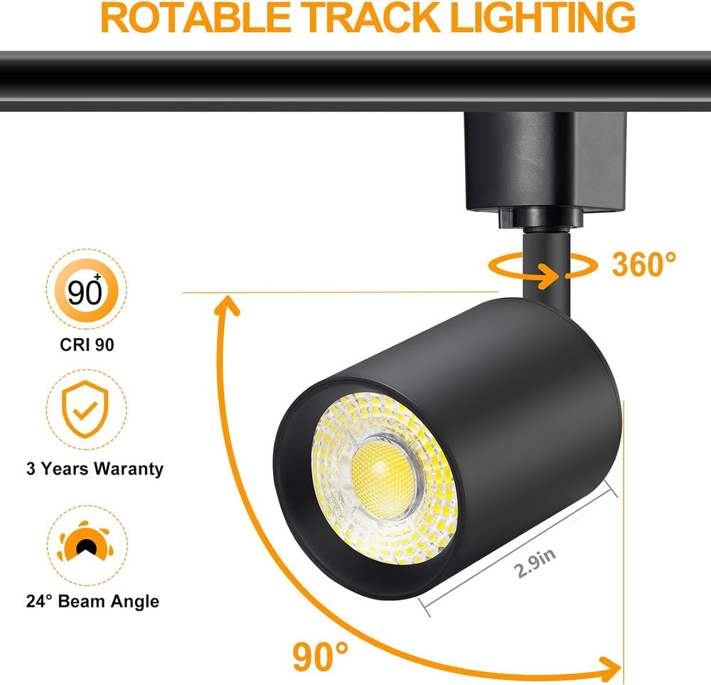 12-Light LED Track Lighting Kit with 13FT H Type Track Rail, Black