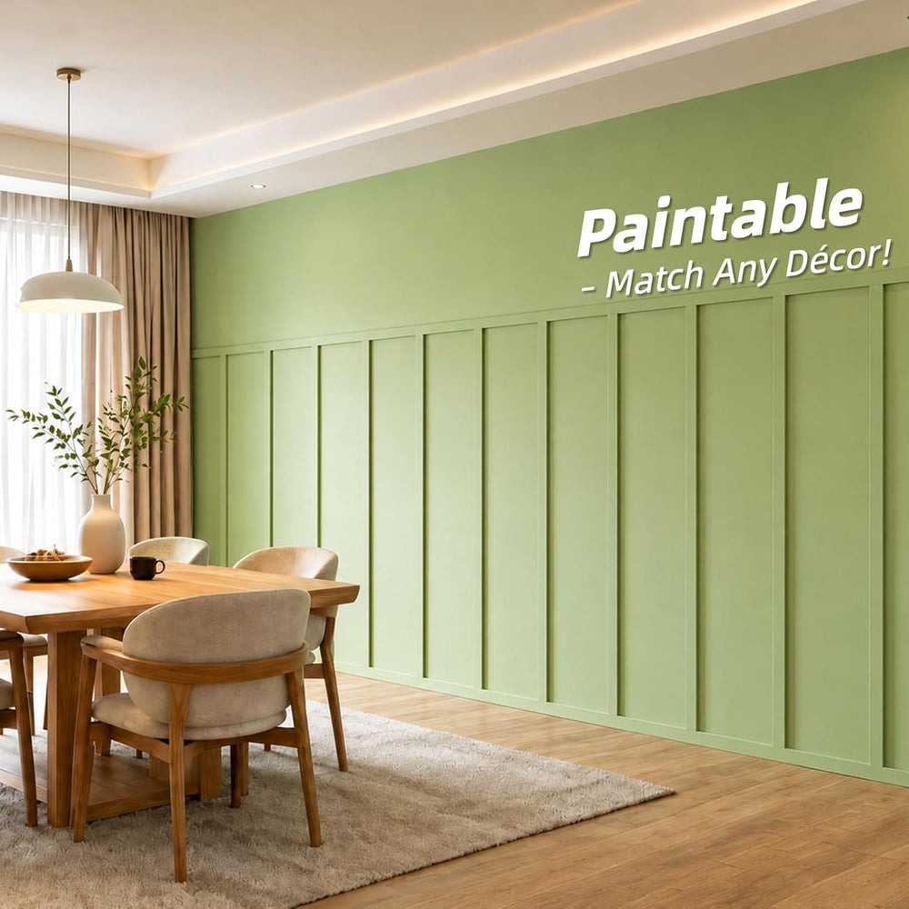 Art3d Premade Paintable Board and Batten Wainscoting Kit, 167.32 x 70.08 in